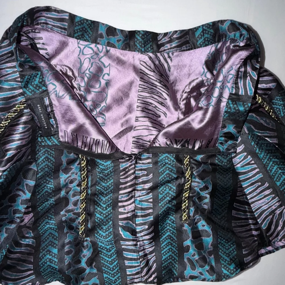 Endless Rose Mixed Animal Print Flared Mini Skirt Gold Rope Swag Size L Festival - Picture 9 of 9
